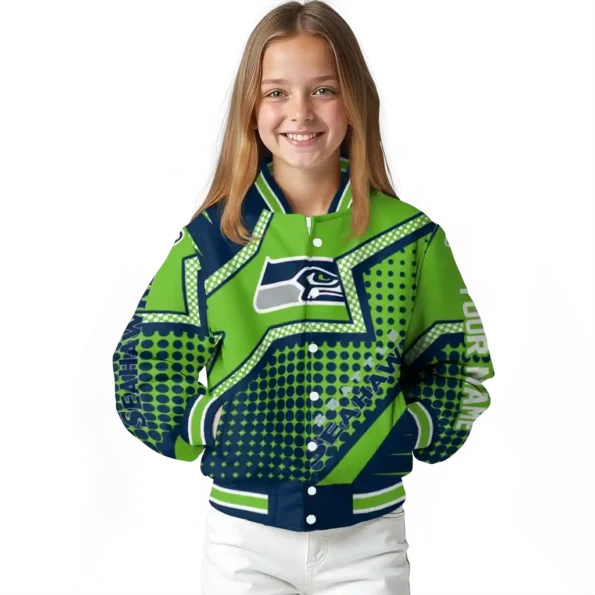 customized seattle seahawks star burst blue varsity jacket top rated