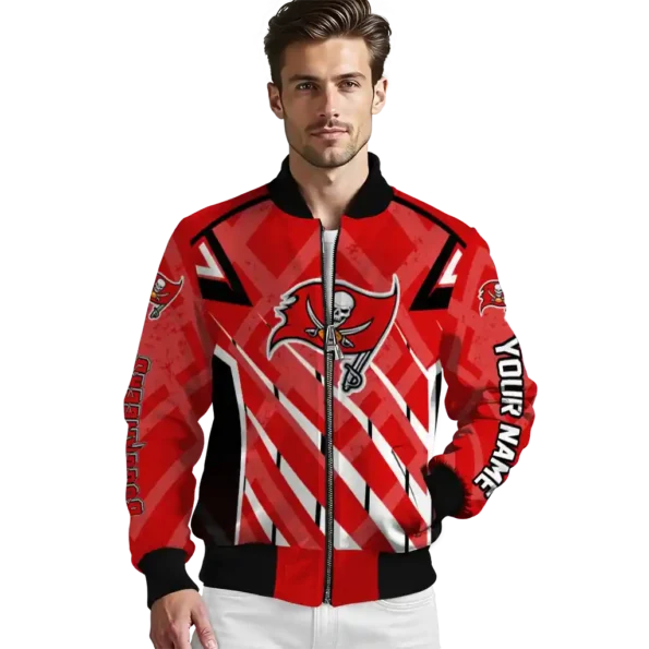 customized tampa bay buccaneers chevron angles red bomber jacket high quality