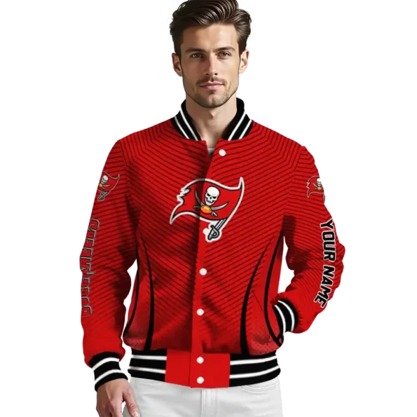 customized tampa bay buccaneers chevron arrow red varsity jacket high quality