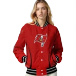 customized tampa bay buccaneers chevron arrow red varsity jacket best selling