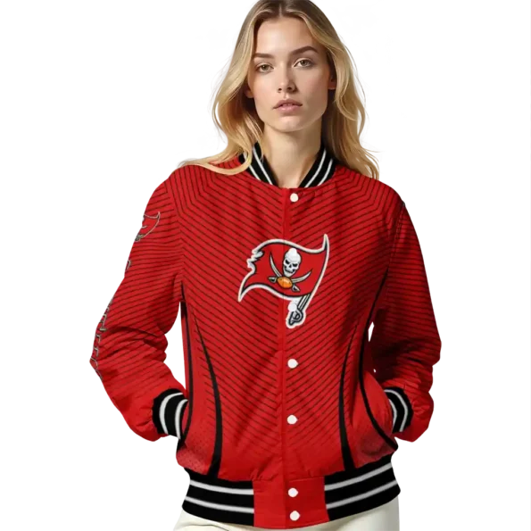 customized tampa bay buccaneers chevron arrow red varsity jacket latest model