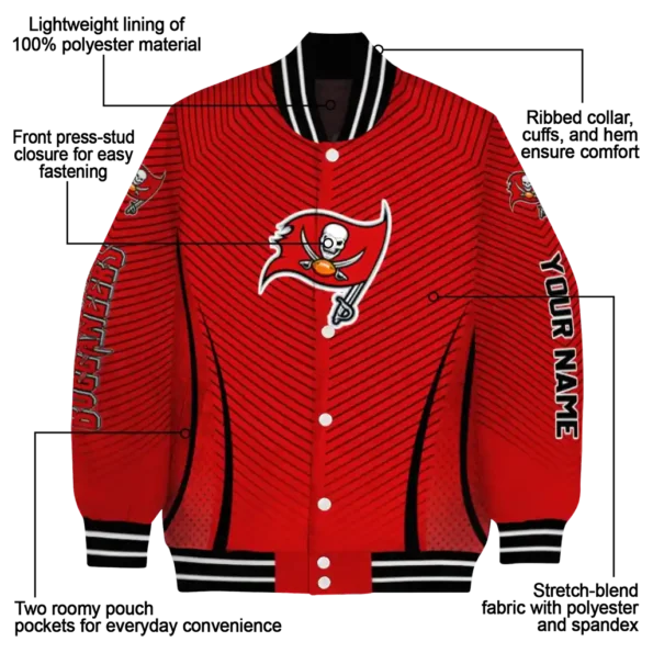 customized tampa bay buccaneers chevron arrow red varsity jacket new arrival