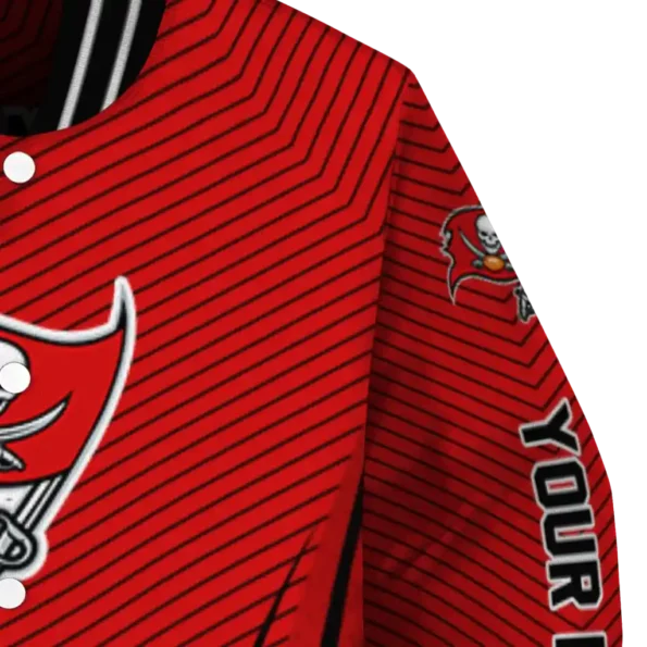 customized tampa bay buccaneers chevron arrow red varsity jacket premium grade