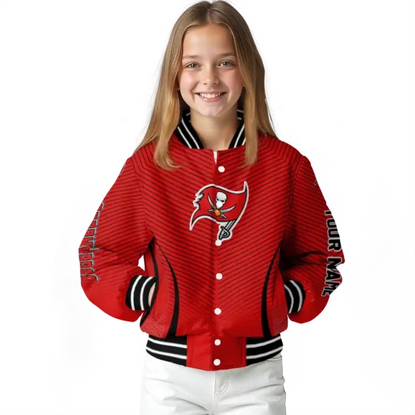 customized tampa bay buccaneers chevron arrow red varsity jacket top rated