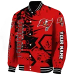 customized tampa bay buccaneers hexagon cluster red black varsity jacket best selling