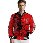 customized tampa bay buccaneers hexagon cluster red black varsity jacket best selling