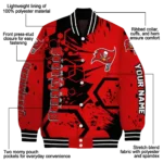 customized tampa bay buccaneers hexagon cluster red black varsity jacket best selling