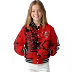 customized tampa bay buccaneers hexagon cluster red black varsity jacket best selling