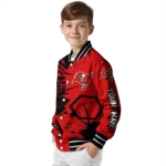 customized tampa bay buccaneers hexagon cluster red black varsity jacket best selling