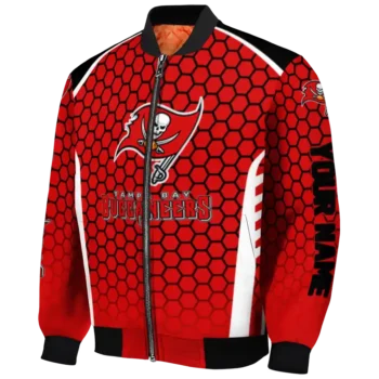 customized tampa bay buccaneers hexagon grid red bomber jacket best selling