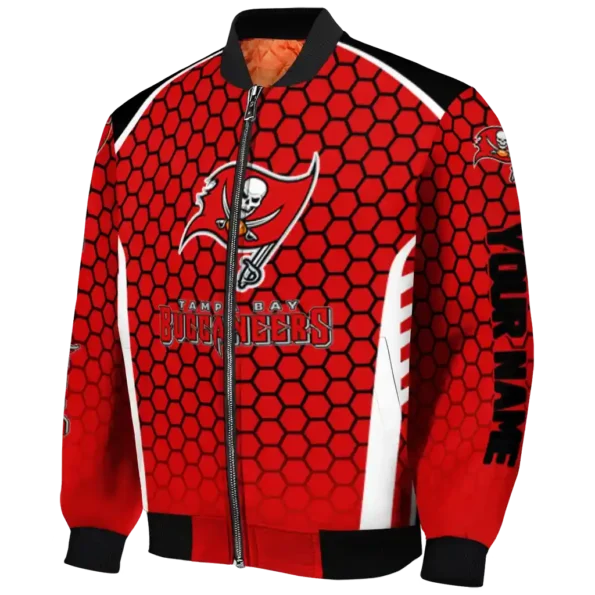customized tampa bay buccaneers hexagon grid red bomber jacket best selling