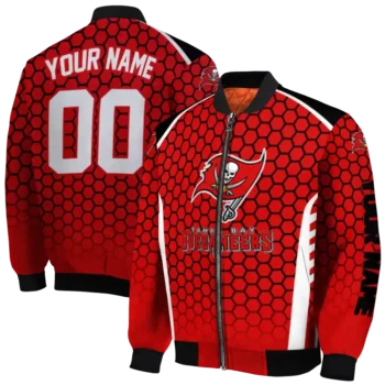 customized tampa bay buccaneers hexagon grid red bomber jacket fashion forward