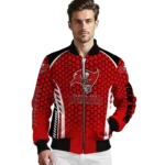 customized tampa bay buccaneers hexagon grid red bomber jacket best selling