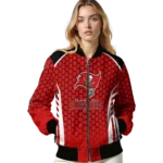customized tampa bay buccaneers hexagon grid red bomber jacket best selling