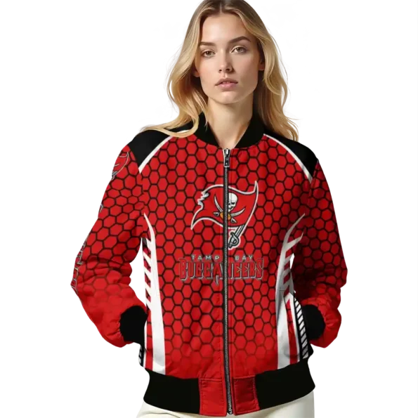 customized tampa bay buccaneers hexagon grid red bomber jacket latest model