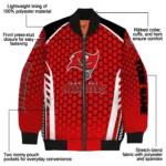 customized tampa bay buccaneers hexagon grid red bomber jacket best selling