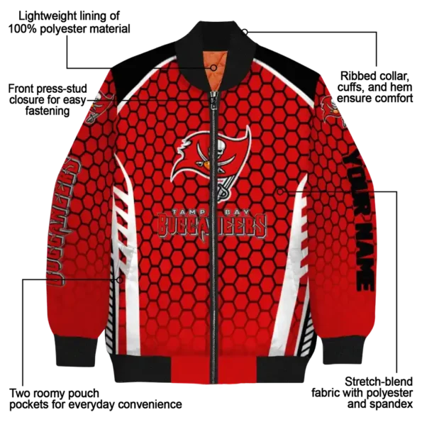 customized tampa bay buccaneers hexagon grid red bomber jacket new arrival