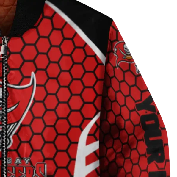 customized tampa bay buccaneers hexagon grid red bomber jacket premium grade