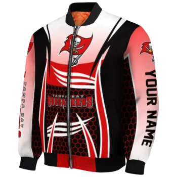 customized tampa bay buccaneers mesh effect red black bomber jacket best selling