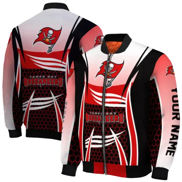 customized tampa bay buccaneers mesh effect red black bomber jacket fashion forward