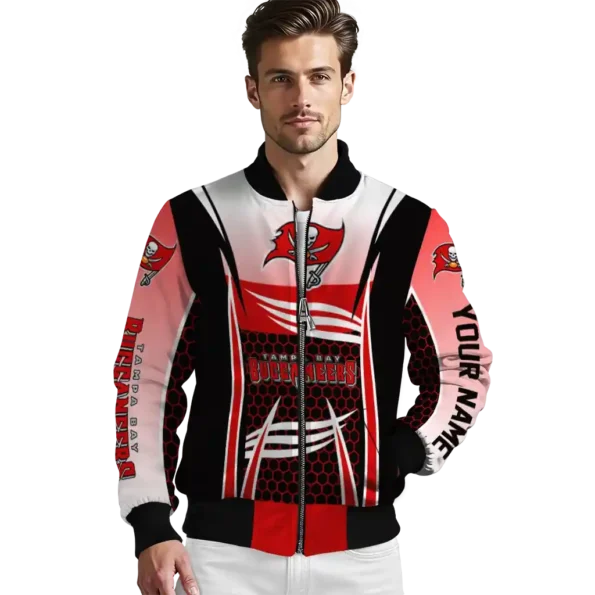 customized tampa bay buccaneers mesh effect red black bomber jacket high quality