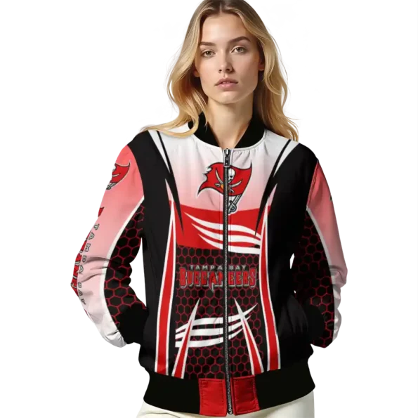 customized tampa bay buccaneers mesh effect red black bomber jacket latest model