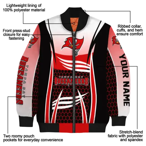 customized tampa bay buccaneers mesh effect red black bomber jacket new arrival