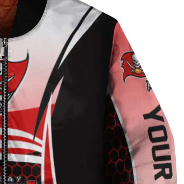 customized tampa bay buccaneers mesh effect red black bomber jacket premium grade