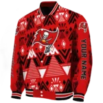 customized tampa bay buccaneers pyramid shapes red varsity jacket best selling