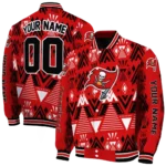 customized tampa bay buccaneers pyramid shapes red varsity jacket best selling