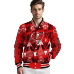 customized tampa bay buccaneers pyramid shapes red varsity jacket best selling
