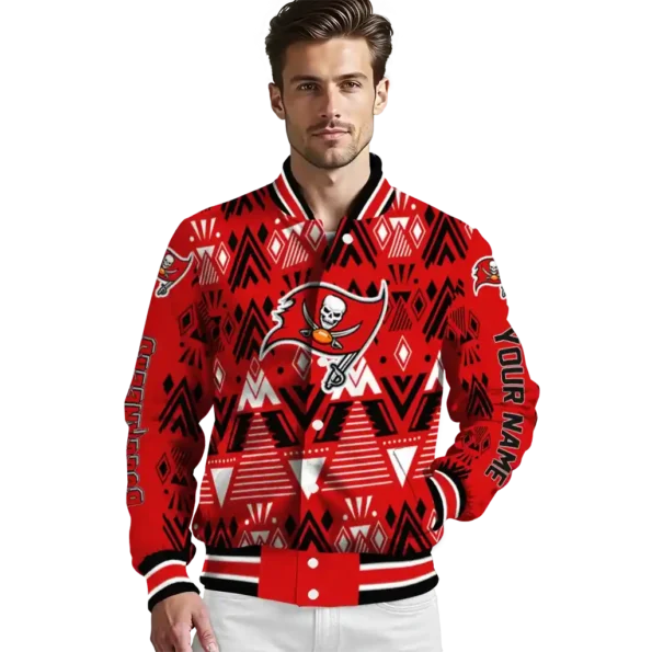 customized tampa bay buccaneers pyramid shapes red varsity jacket high quality