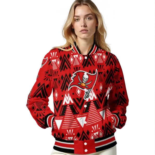 customized tampa bay buccaneers pyramid shapes red varsity jacket latest model