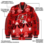 customized tampa bay buccaneers pyramid shapes red varsity jacket best selling