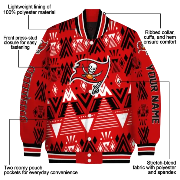 customized tampa bay buccaneers pyramid shapes red varsity jacket new arrival