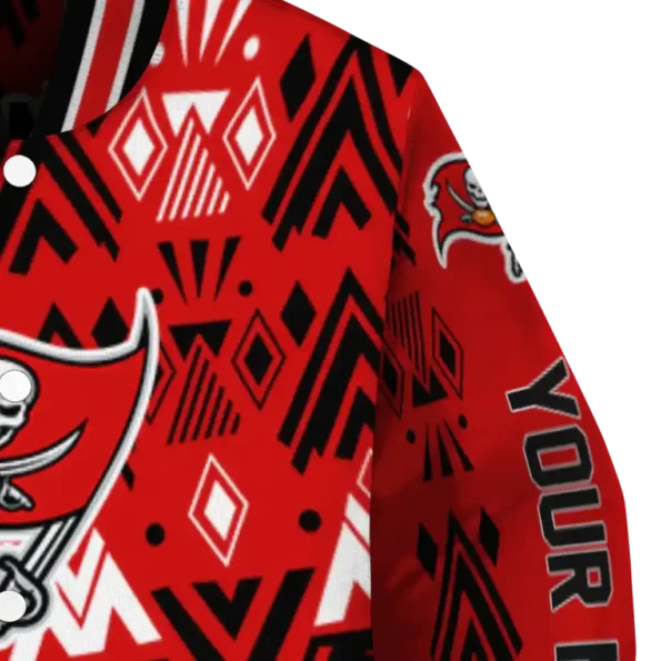 customized tampa bay buccaneers pyramid shapes red varsity jacket premium grade