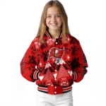 customized tampa bay buccaneers pyramid shapes red varsity jacket best selling