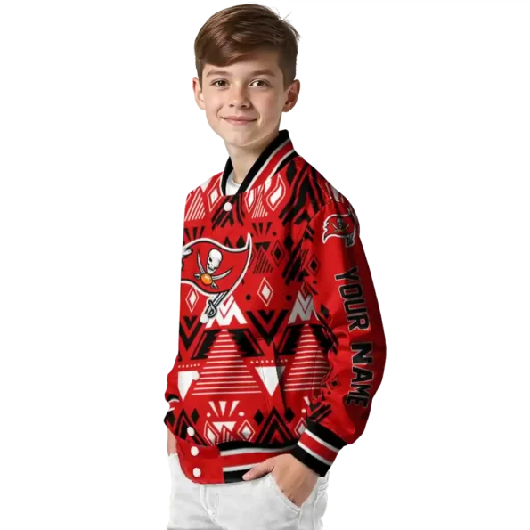 customized tampa bay buccaneers pyramid shapes red varsity jacket trendy