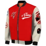 customized tampa bay buccaneers razorback outline red nude bomber jacket best selling