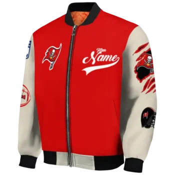 customized tampa bay buccaneers razorback outline red nude bomber jacket best selling