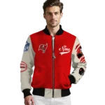 customized tampa bay buccaneers razorback outline red nude bomber jacket best selling