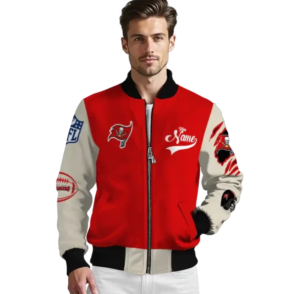 customized tampa bay buccaneers razorback outline red nude bomber jacket high quality