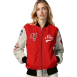 customized tampa bay buccaneers razorback outline red nude bomber jacket best selling