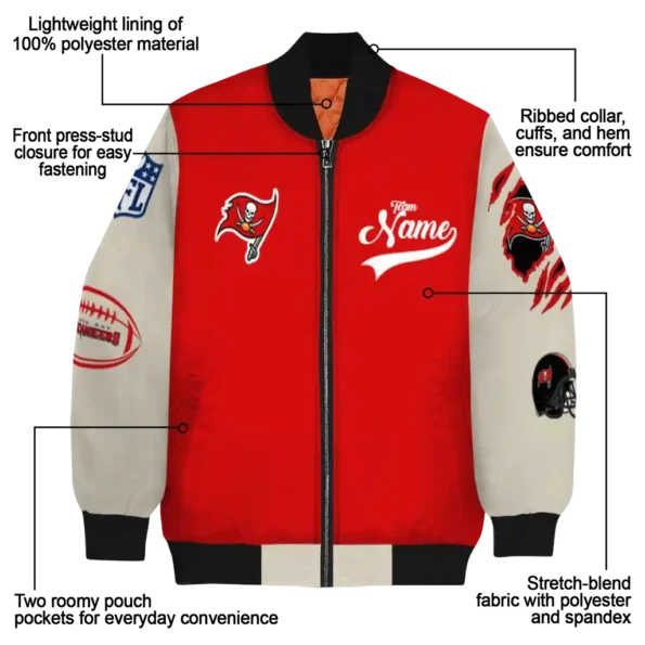 customized tampa bay buccaneers razorback outline red nude bomber jacket new arrival