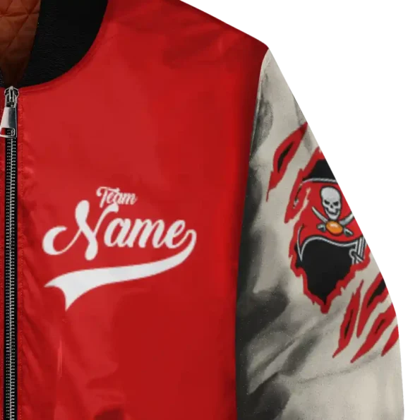 customized tampa bay buccaneers razorback outline red nude bomber jacket premium grade