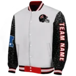 customized tampa bay buccaneers speckled arms red gray varsity jacket best selling