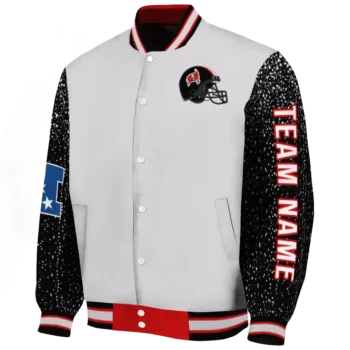 customized tampa bay buccaneers speckled arms red gray varsity jacket best selling