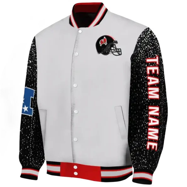 customized tampa bay buccaneers speckled arms red gray varsity jacket best selling