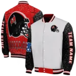 customized tampa bay buccaneers speckled arms red gray varsity jacket best selling