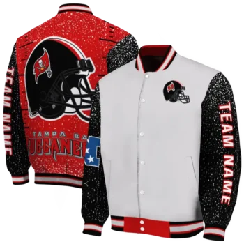 customized tampa bay buccaneers speckled arms red gray varsity jacket fashion forward